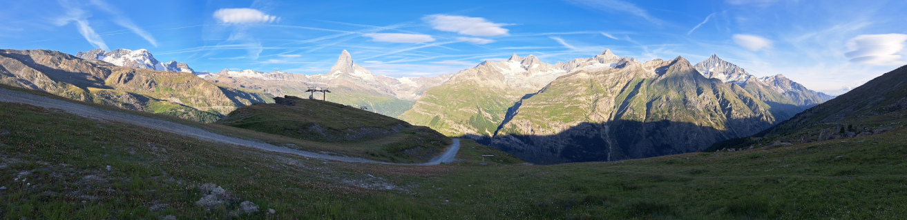 Breithorn, Matterhorn, Obergabelhorn, Zinalrothorn, Weisshorn from Blauherd